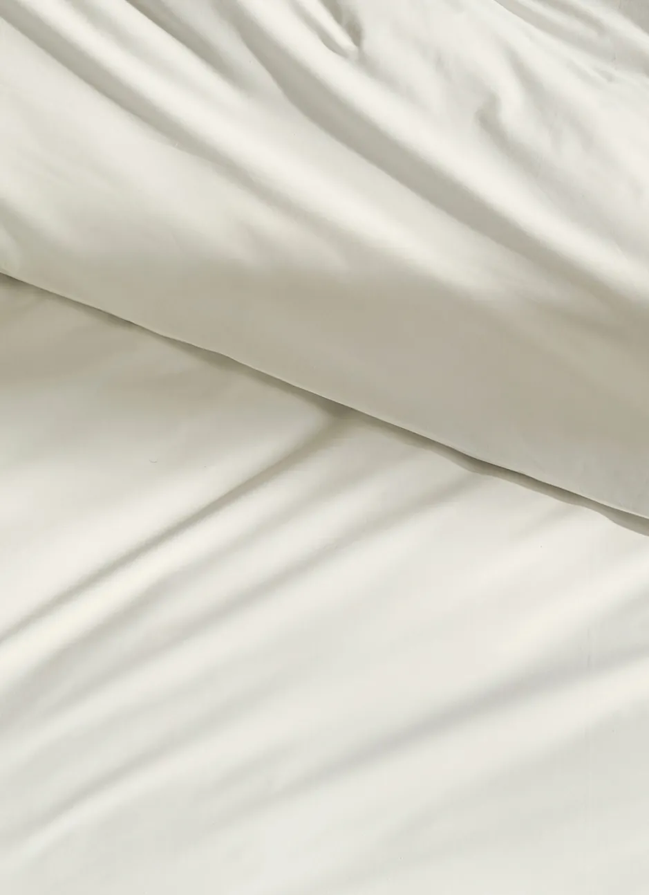 HOUSSE DE COUETTE UNIE EN PERCALE DE COTON ECRU