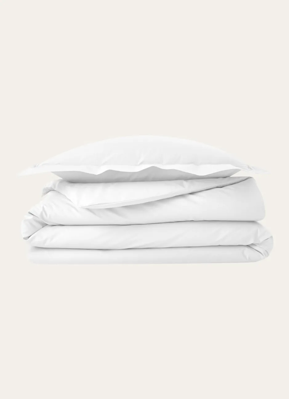 HOUSSE DE COUETTE UNIE EN PERCALE DE COTON BLANC