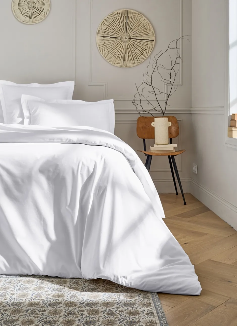 HOUSSE DE COUETTE UNIE EN PERCALE DE COTON BLANC