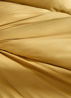 HOUSSE DE COUETTE UNIE EN PERCALE DE COTON JAUNE MOUTARDE