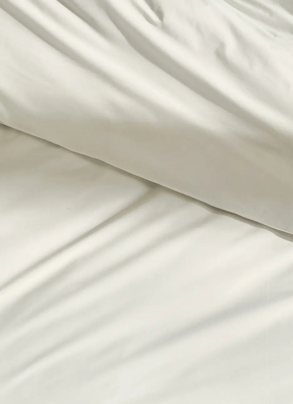 HOUSSE DE COUETTE UNIE EN PERCALE DE COTON ECRU