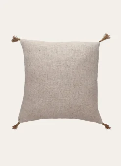 HOUSSE DE COUSSIN AVEC POMPONS ÉCRU