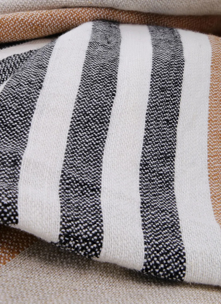 HOUSSE DE COUSSIN EN COTON ET LIN À RAYURES MULTICOLORE