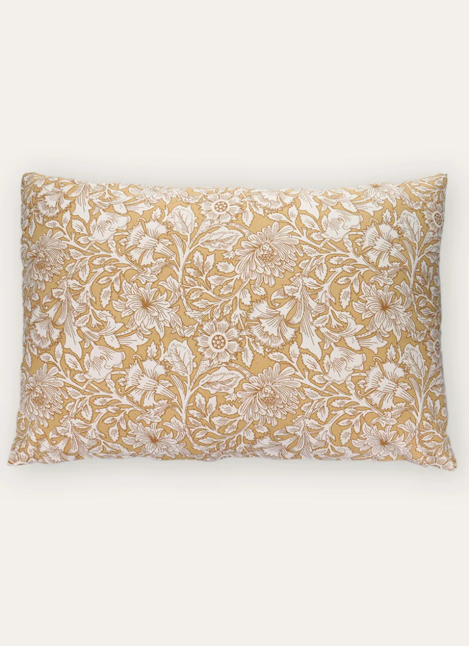 HOUSSE DE COUSSIN IMPRIMÉ FLORAL EN COTON JAUNE