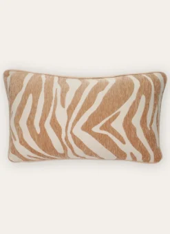 HOUSSE DE COUSSIN JACQUARD CHENILLE MOTIF ZÉBRÉ BEIGE