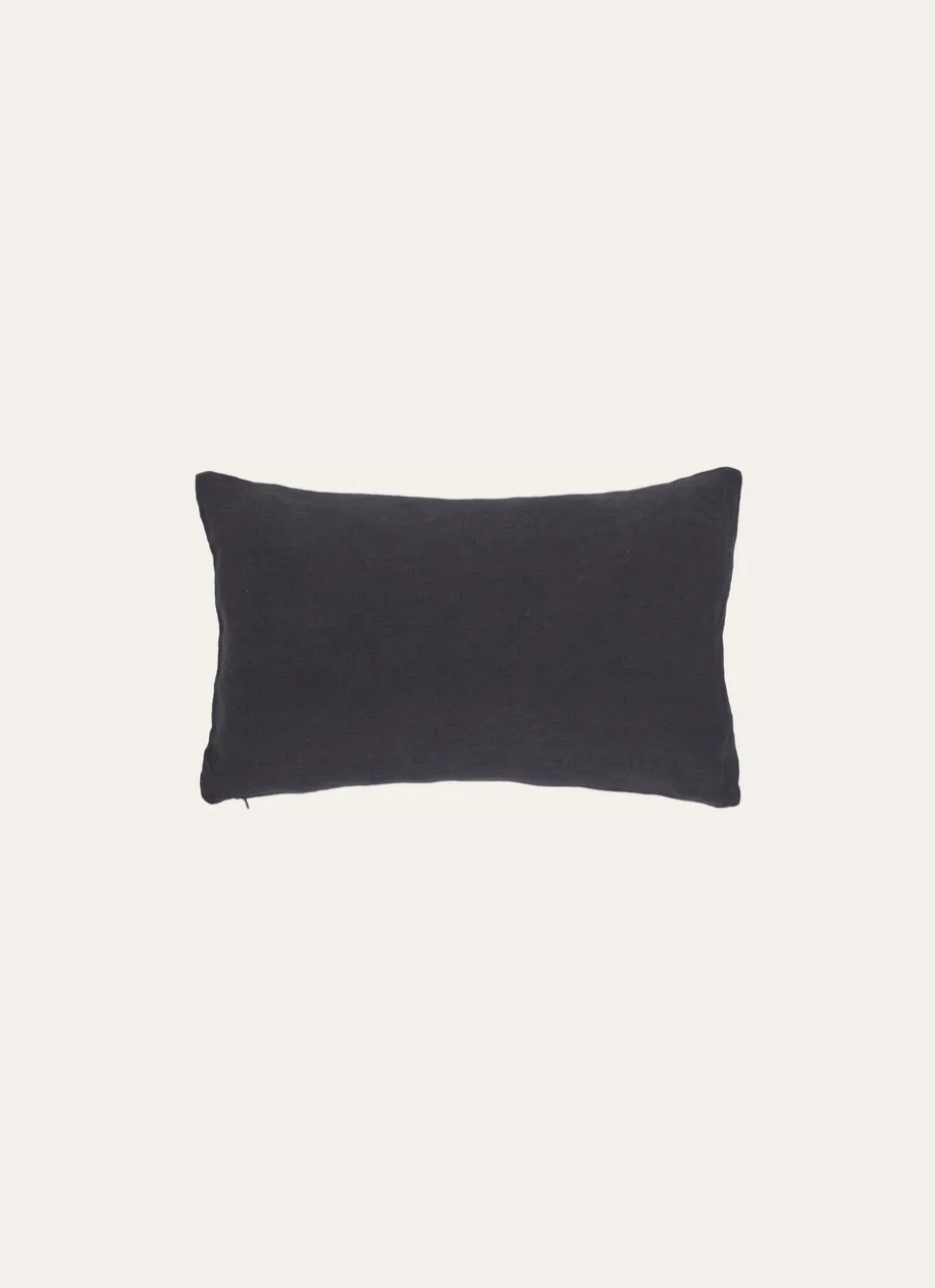 HOUSSE DE COUSSIN RECTANGULAIRE EN LIN LAVÉ Noir