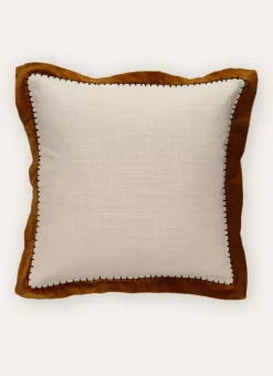 HOUSSE DE COUSSIN TEXTURÉE FINITION EN VELOURS ECRU