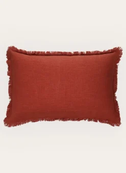 HOUSSE DE COUSSIN TEXTURÉE À MINI FRANGE BRIQUE