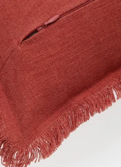 HOUSSE DE COUSSIN TEXTURÉE À MINI FRANGE BRIQUE