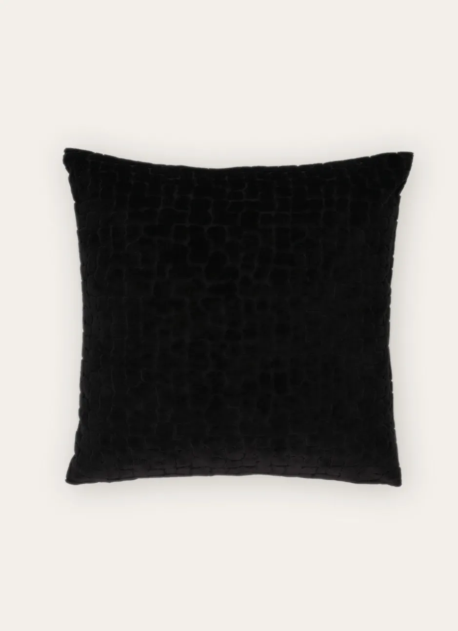 HOUSSE DE COUSSIN VELOURS MOTIFS JACQUARD Noir