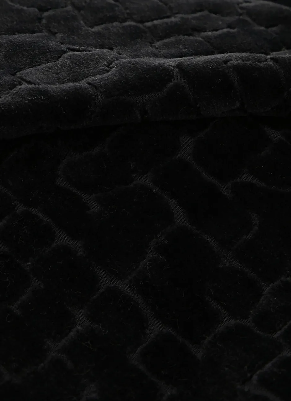 HOUSSE DE COUSSIN VELOURS MOTIFS JACQUARD Noir