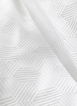 JETÉ DE LIT JACQUARD EN COTON MOTIFS GÉOMÉTRIQUE BLANC
