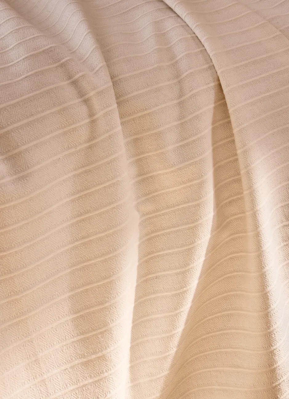 JETÉ DE LIT JACQUARD À RAYURES ECRU
