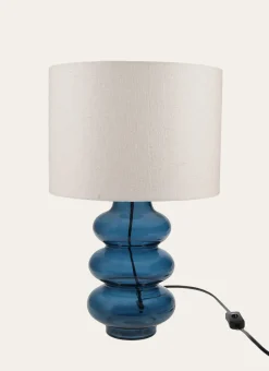 LAMPE AVEC PIED EN VERRE TRANSPARENT COLORÉ BLEU
