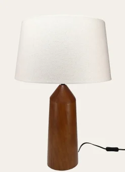LAMPE À POSER BURO BOIS MARRON/ÉCRU