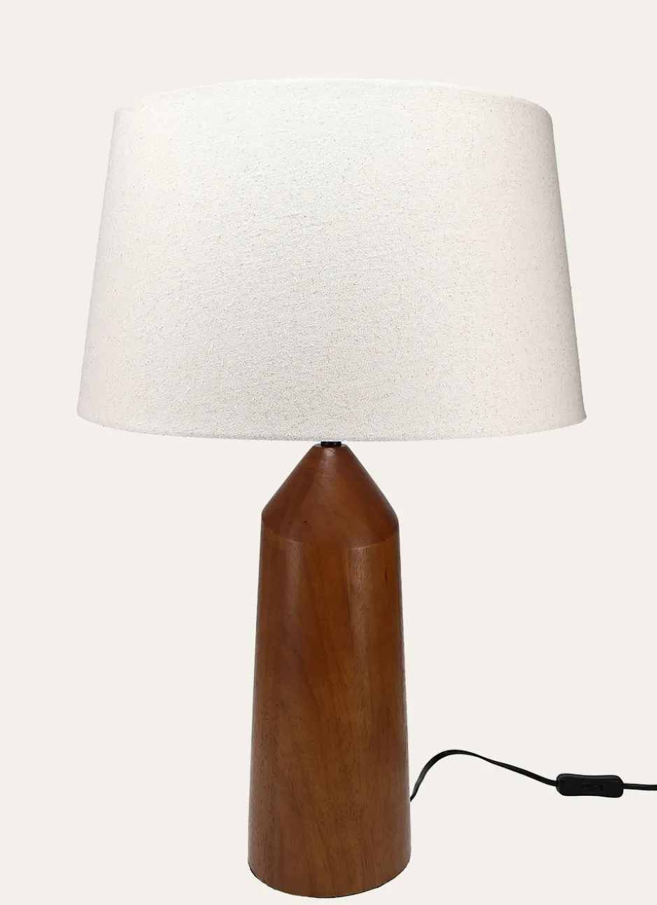 LAMPE À POSER BURO BOIS MARRON/ÉCRU