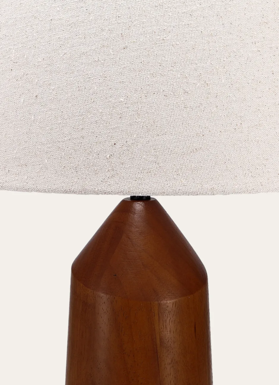 LAMPE À POSER BURO BOIS MARRON/ÉCRU