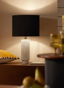 LAMPE À POSER EN MARBRE ET LIN MARBRE/NOIR