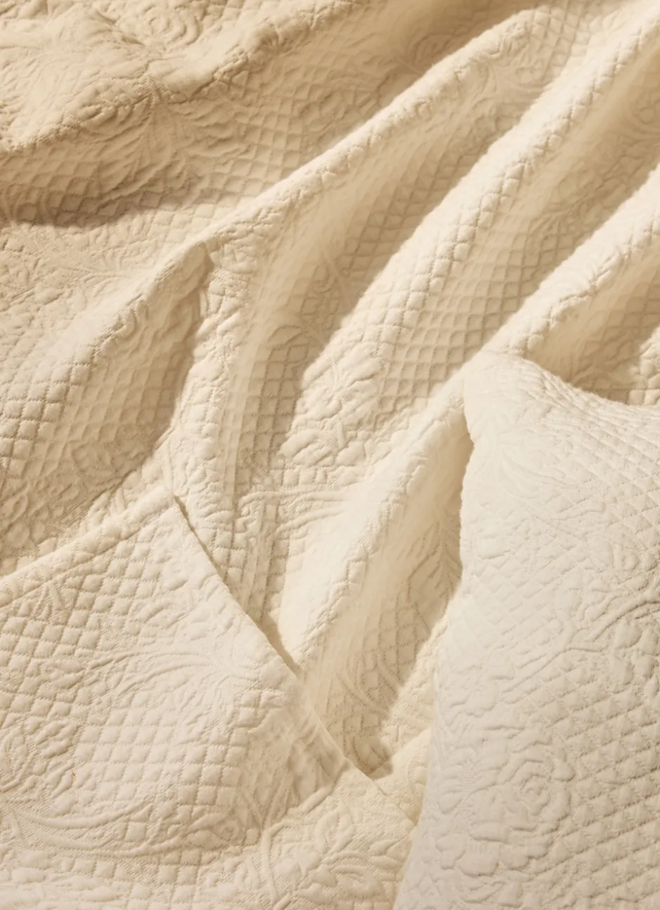 LARGE DESSUS DE LIT EFFET BOUTIS ROZEN ÉCRU
