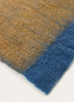 LARGE PLAID À CARREAUX EFFET MOHAIR BLEU