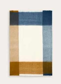 LARGE PLAID À CARREAUX EFFET MOHAIR BLEU