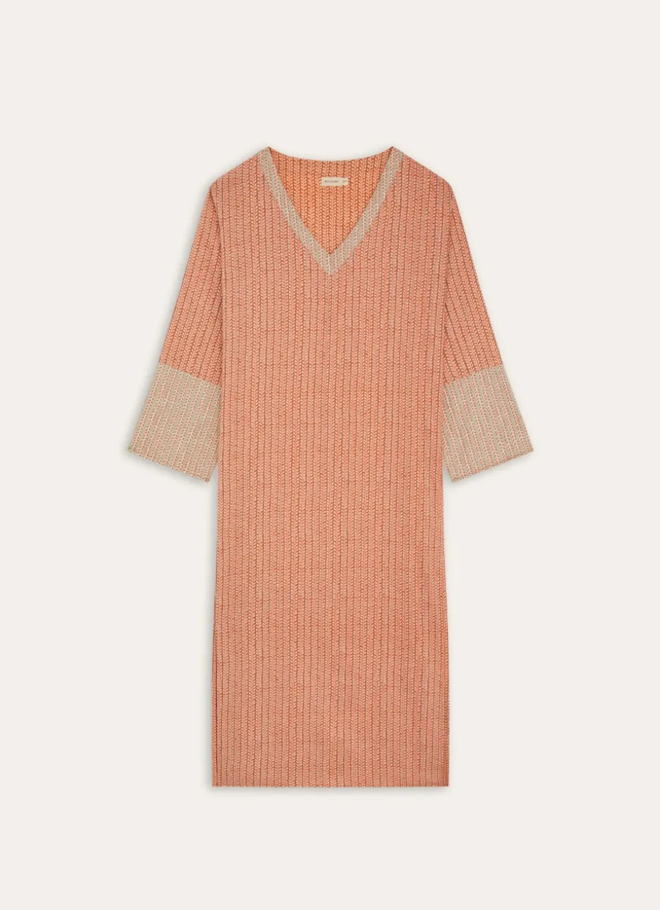 LONGUE TUNIQUE EN COTON IMPRIMÉ BRIQUE