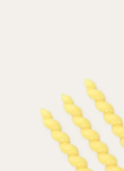LOT DE 3 BOUGIES TORSADÉES JAUNE