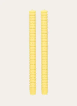 LOT DE 2 BOUGIES TORSADÉES JAUNE