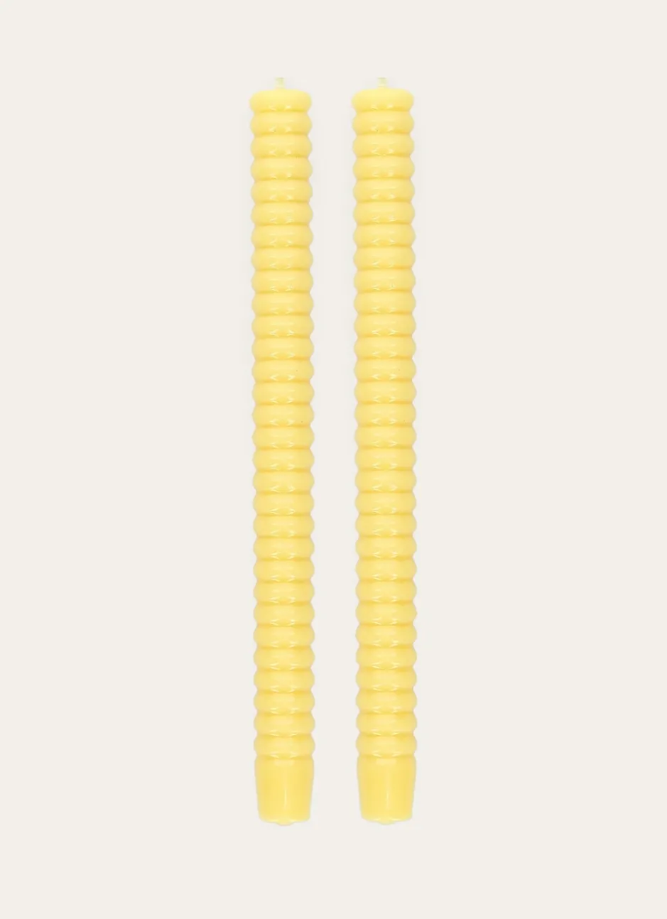 LOT DE 2 BOUGIES TORSADÉES JAUNE