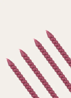 LOT DE 4 MINI BOUGIES TORSADÉES FRAMBOISE