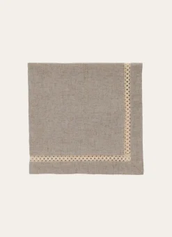 LOT DE 2 SERVIETTES AVEC BORDURE AJOURÉE ROMA NATUREL