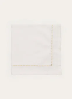 LOT DE 2 SERVIETTES DE TABLE BRODÉES FILS DORÉS BLANC