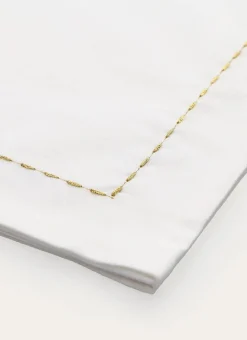 LOT DE 2 SERVIETTES DE TABLE BRODÉES FILS DORÉS BLANC