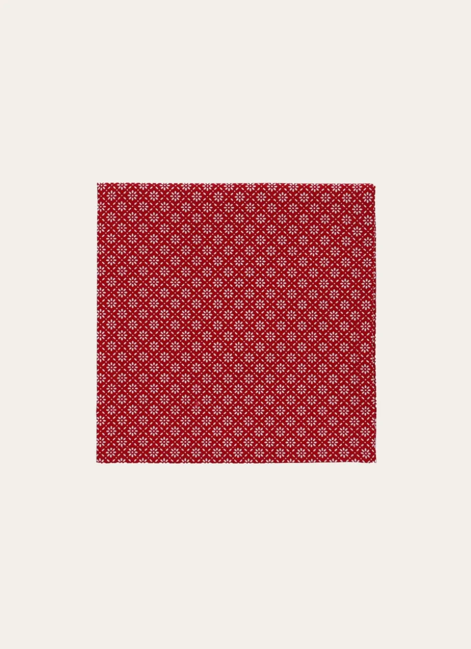 LOT DE 2 SERVIETTES DE TABLE EN COTON ENDUIT ROUGE/BLANC