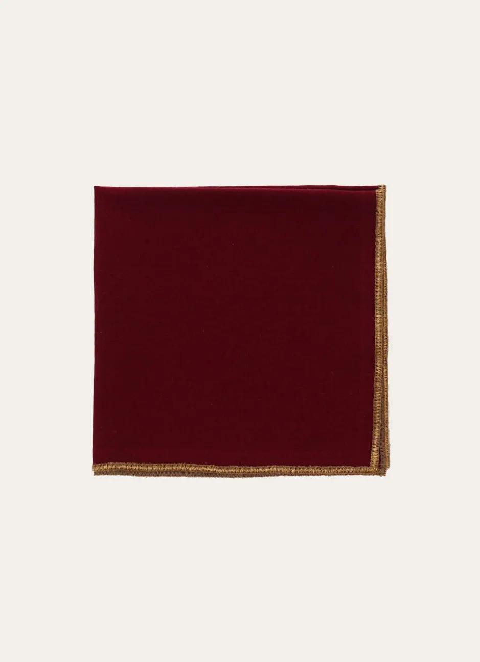 LOT DE 2 SERVIETTES DE TABLE EN COTON BOURDON DORÉ BORDEAUX
