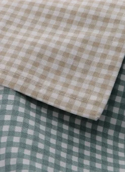 LOT DE 2 SERVIETTES DE TABLE EN COTON VICHY AMANDE