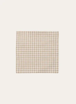 LOT DE 2 SERVIETTES DE TABLE EN COTON VICHY BEIGE