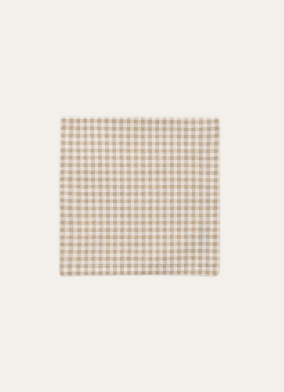 LOT DE 2 SERVIETTES DE TABLE EN COTON VICHY BEIGE