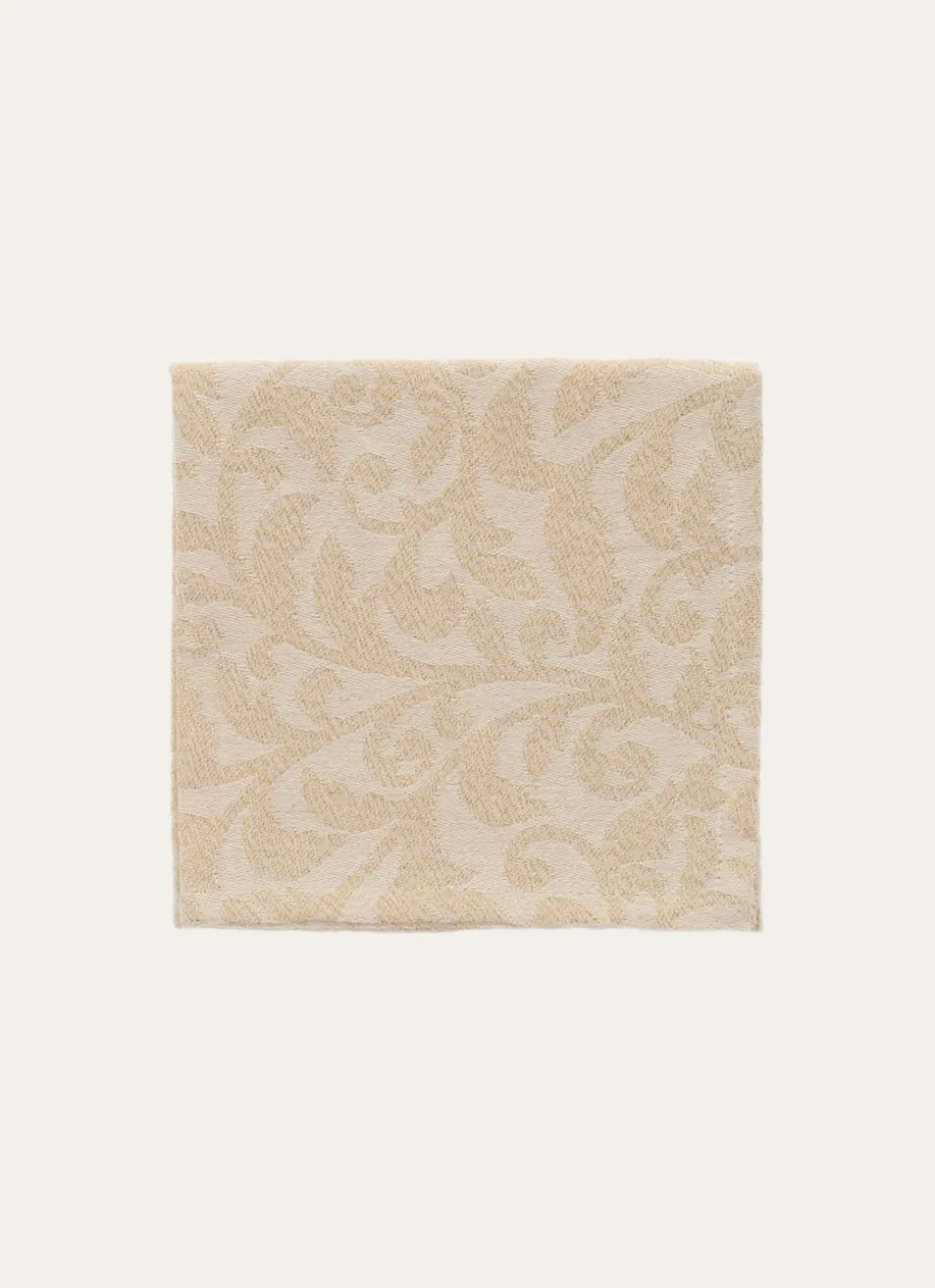 LOT DE 2 SERVIETTES DE TABLE JACQUARD DORÉ ÉCRU