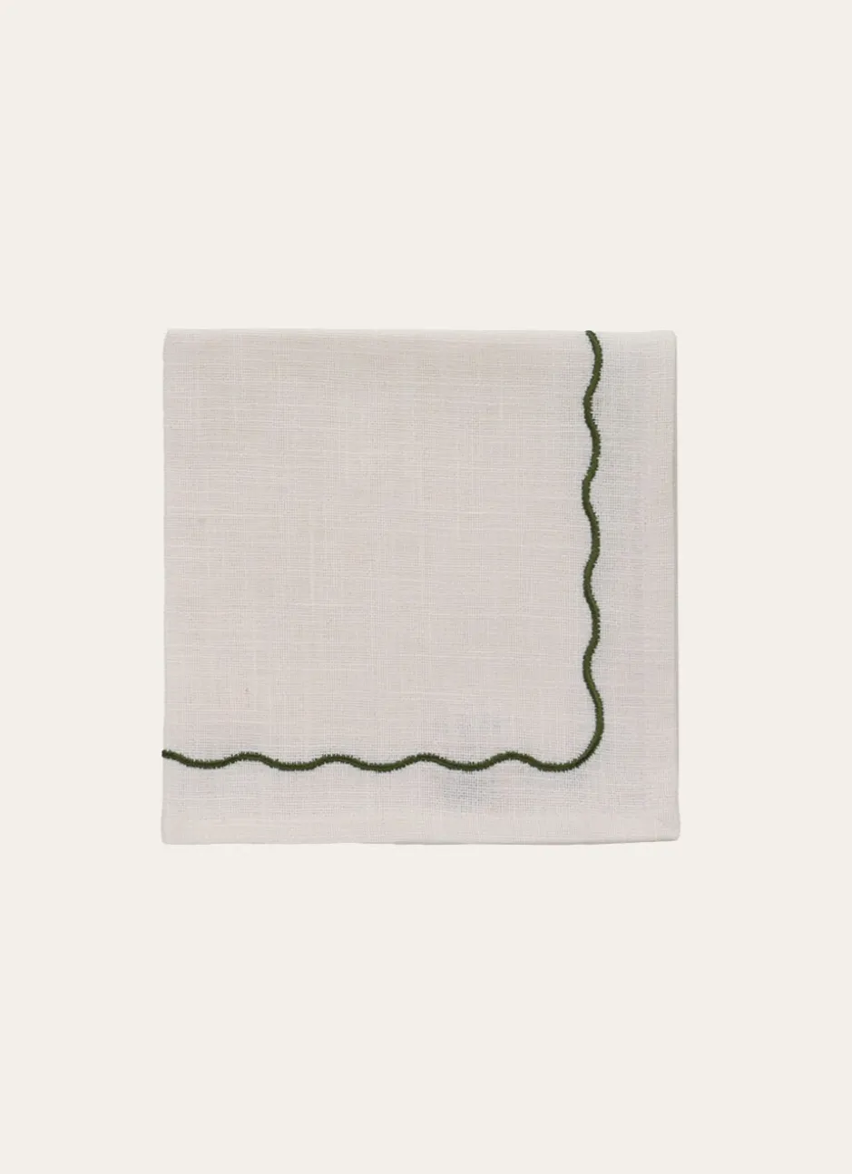 LOT DE 2 SERVIETTES EN COTON FLAMMÉ BLANC CASSÉ