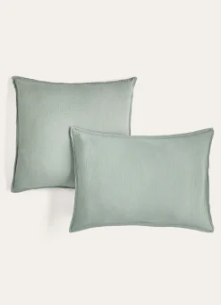 LOT DE 2 TAIES D'OREILLER DOUBLE GAZE DE COTON MOUSSE