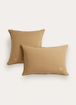 LOT DE 2 TAIES D’OREILLER EN DOUBLE GAZE DE COTON vert