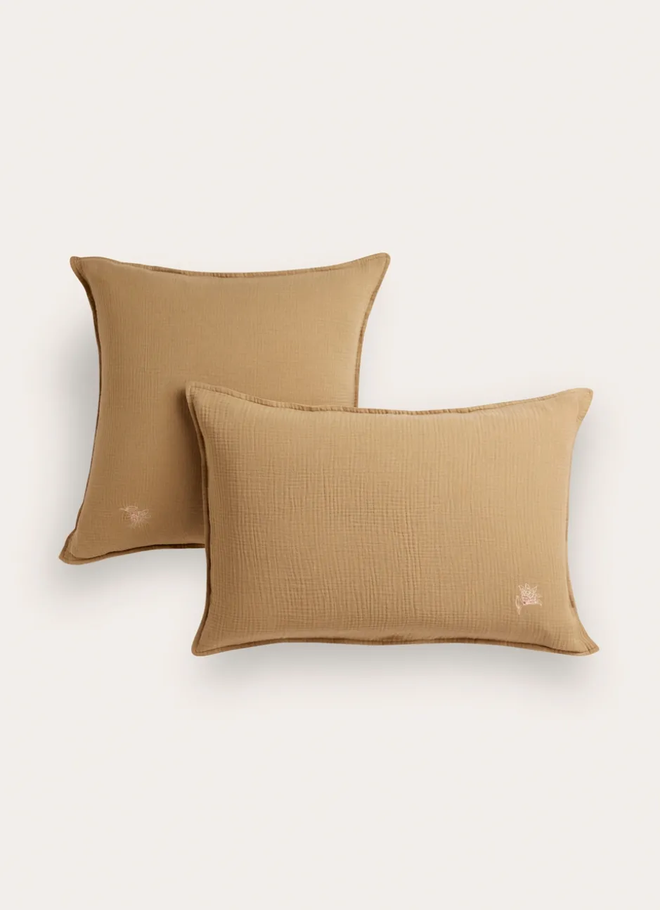 LOT DE 2 TAIES D’OREILLER EN DOUBLE GAZE DE COTON vert