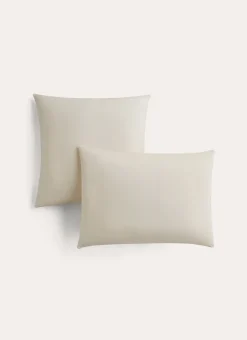 LOT DE 2 TAIES D'OREILLER EN FLANELLE COCON IVOIRE