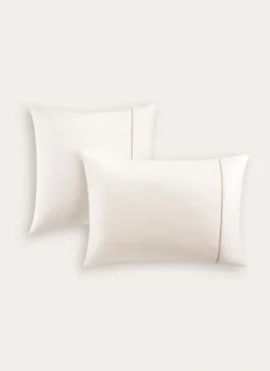 LOT DE 2 TAIES D'OREILLER EN FLANELLE UNIE RAGOON IVOIRE