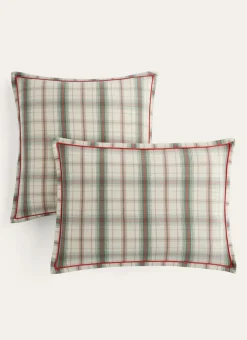 LOT DE 2 TAIES D'OREILLER EN FLANELLE CARIBOU VERT ROMARIN