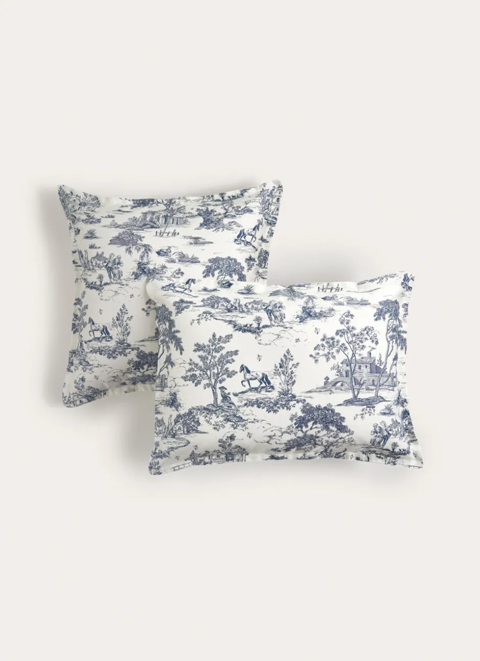 LOT DE 2 TAIES D'OREILLER EN SATIN DE COTON MOTIF ARDOISE