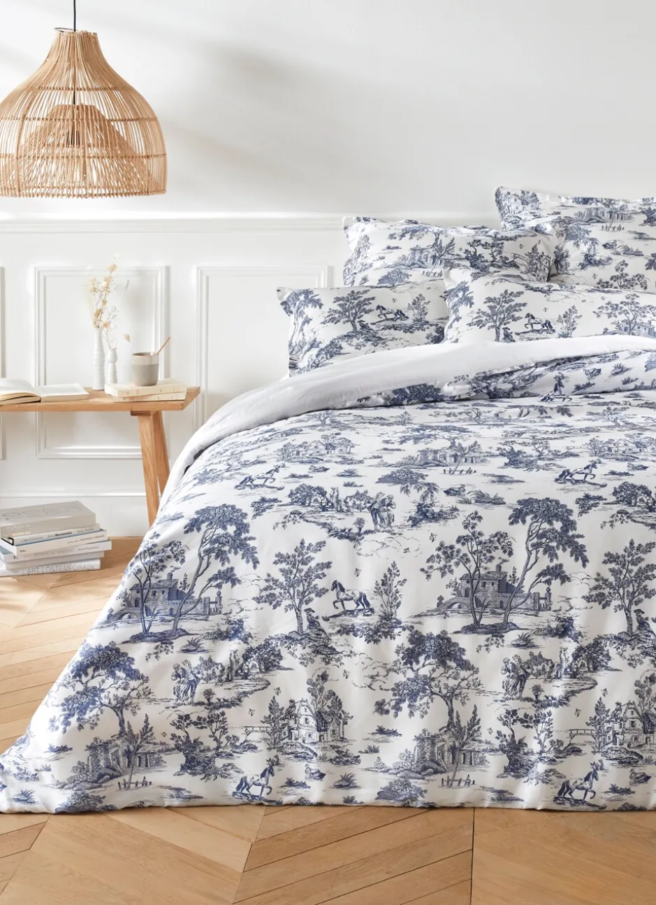 LOT DE 2 TAIES D'OREILLER EN SATIN DE COTON MOTIF ARDOISE