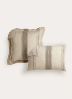 LOT DE 2 TAIES D'OREILLER RAYÉES NEMROD KAKI