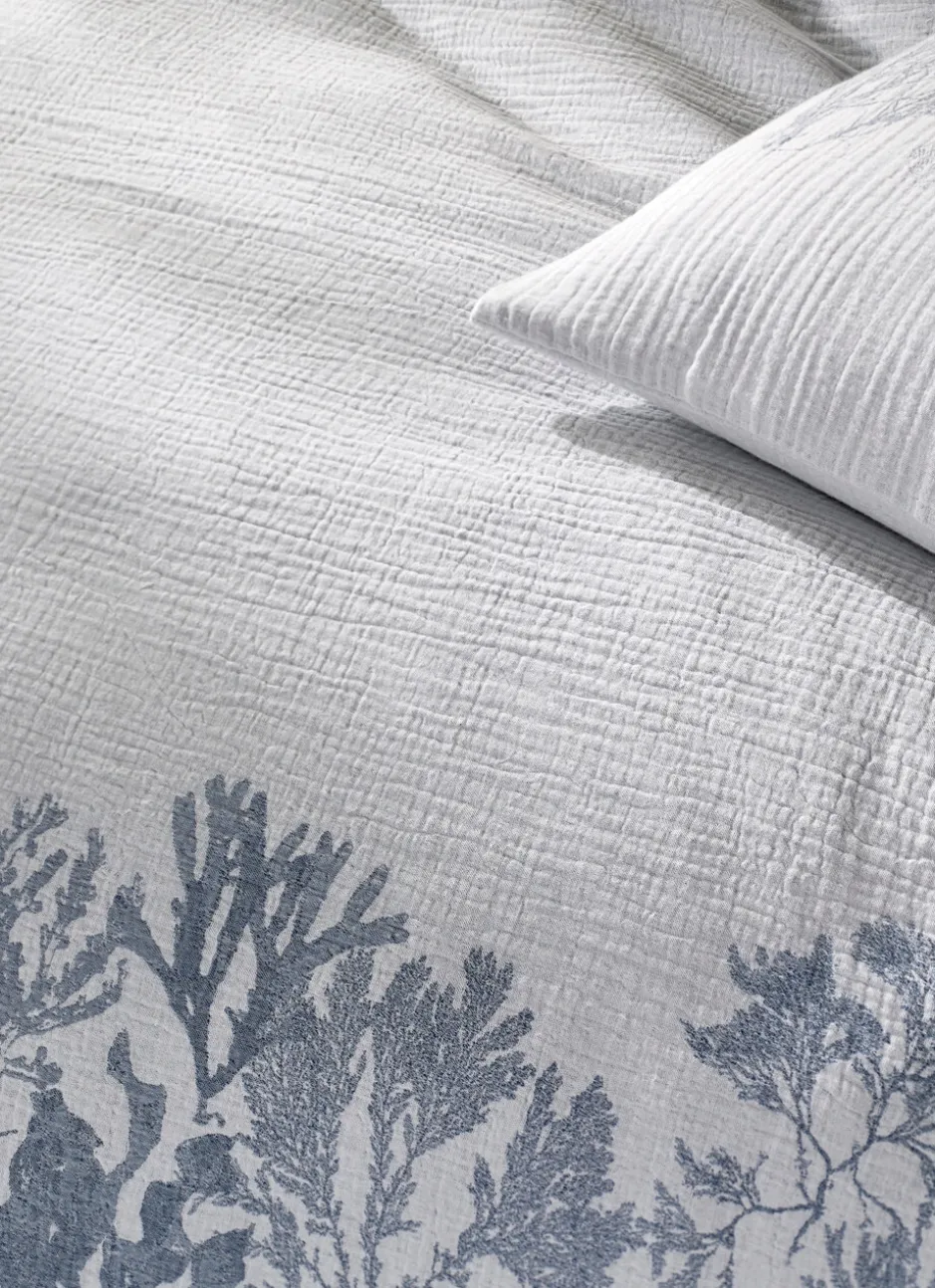 LOT DE 2 TAIES EN DOUBLE GAZE DE COTON GUAM BLEU